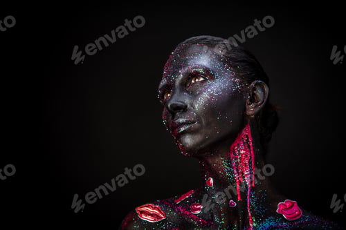 Preview: Mystical makeup of a woman in the dark