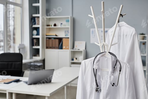 Preview: Medical Coats and Stethoscope in Doctors Office