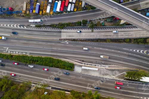 Preview: Hong Kong, 12 February 2019: Top view of Hong Kong traffic