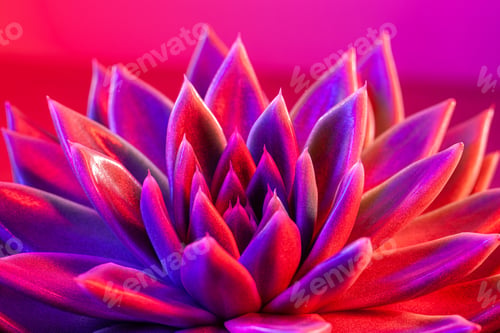 Preview: Close-up of a green agavoides echeveria flower on a vibrant dark pink background.