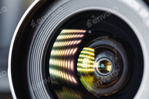 Preview: Close up detail photographic Camera lens. Close up detail Camera lens with reflections, Concept for
