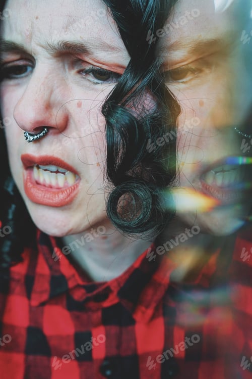 Preview: Surreal image of a young woman through a prism