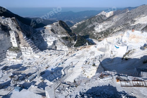 Preview: Aerial documentation of the extraction of white marble