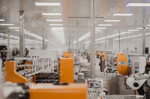 Preview: Interior shot of a factory with automated machines