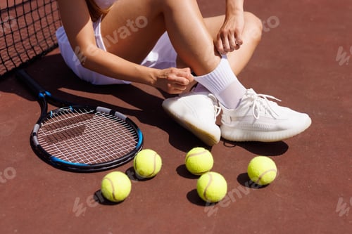 Preview: young woman playing tennis on the tennis court, olympic sport