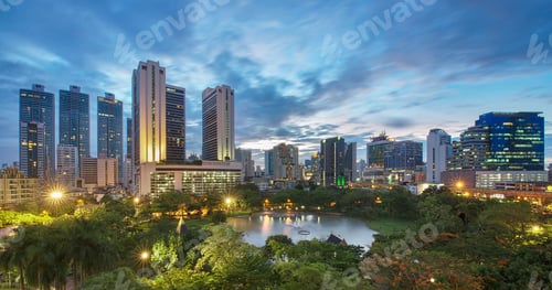 Preview: Benjasiri Park at sunset , Bangkok, Thailand