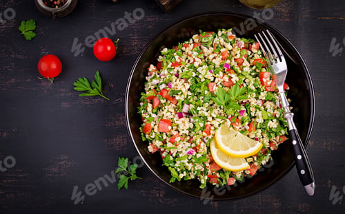 Preview: Tabbouleh salad. Traditional middle eastern or arab dish.