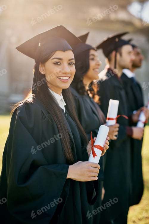 Preview: Shot of a group of students standing in a line on graduation day