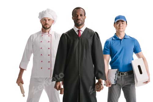 Preview: judge, chef and courier isolated on white