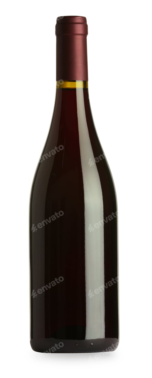 Preview: Red wine in glass bottle isolated on white