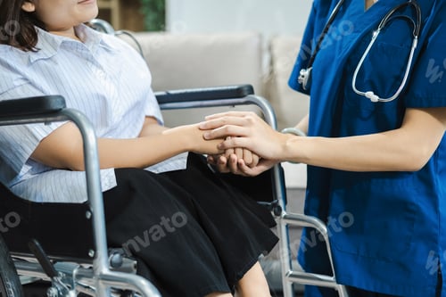 Preview: Friendly nurse doctor offering patient support during recovery.