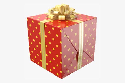 Preview: Red Heart Pattern Gift Box with Gold Ribbon & Bow
