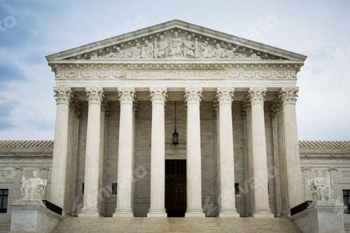 Preview: Famous United States supreme court building under the cloudy sky