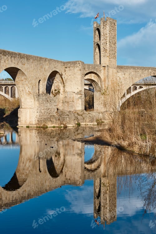 Preview: Medieval village of Besalu. Stone bridge. Garrotxa. Girona, Catalonia. Spain
