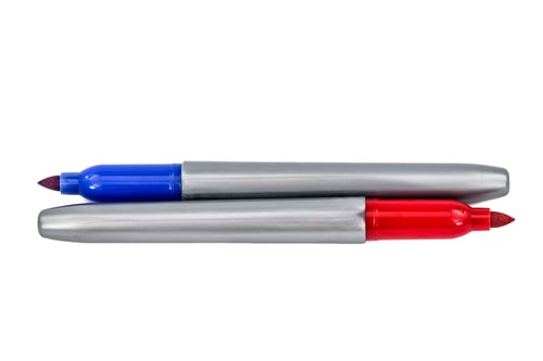 Preview: Two felt-tip pens markers highlighters, isolated on white backgr
