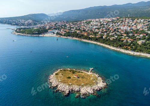 Preview: Aerial view of sea coast and town of Novi Vinodolski, Croatia
