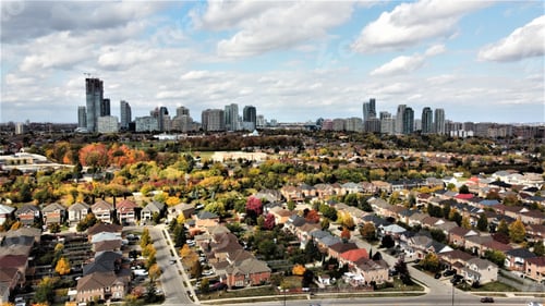 Preview: Aerial view of the Mississauga city on a sunny day