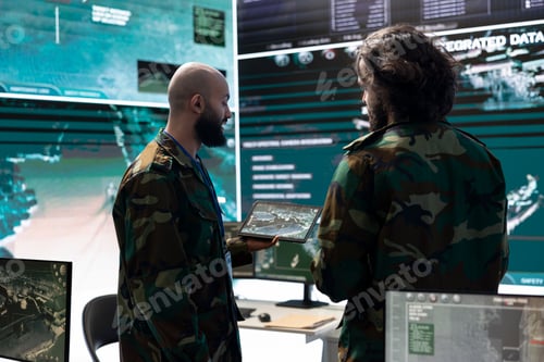Preview: Military staff working on electronic intelligence gathering operation