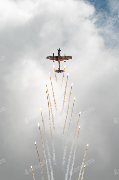 Preview: Military Aircraft Releasing Flares in Flight