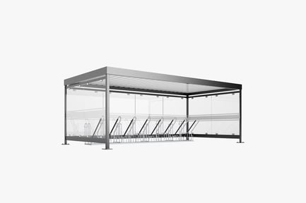 Preview: Covered Bicycle Parking Rack with Glass Paneling