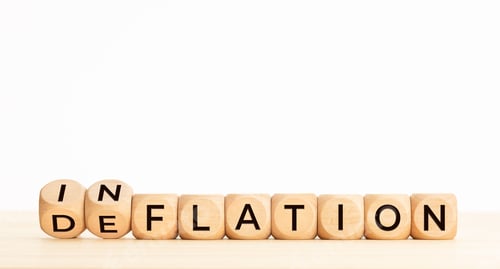 Preview: Inflation or deflation word in wooden blocks