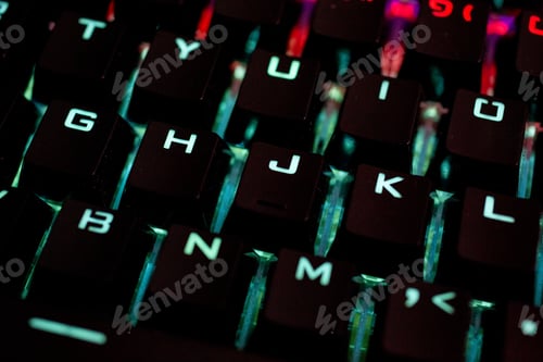 Preview: Closeup shot of an illuminated computer keyboard