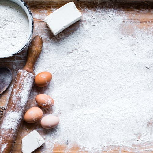 Preview: The process of cooking, wooden background, top view