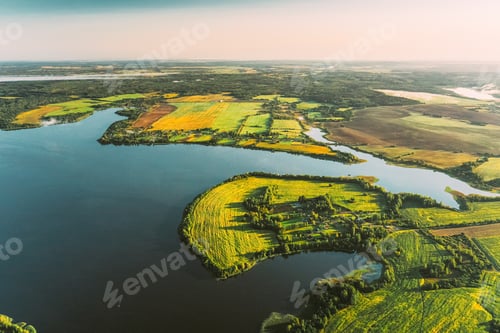 Preview: Lyepyel District, Vitebsk Region, Belarus. Aerial View Of Residential Area With Houses In