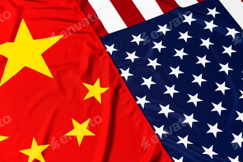 Preview: American and Chinese flags, diplomatic crisis concept