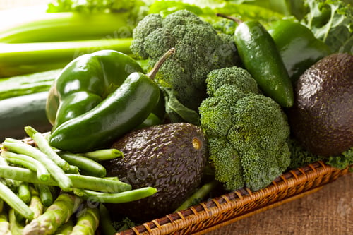 Preview: Group of Fresh Organic Assorted Green Vegetables