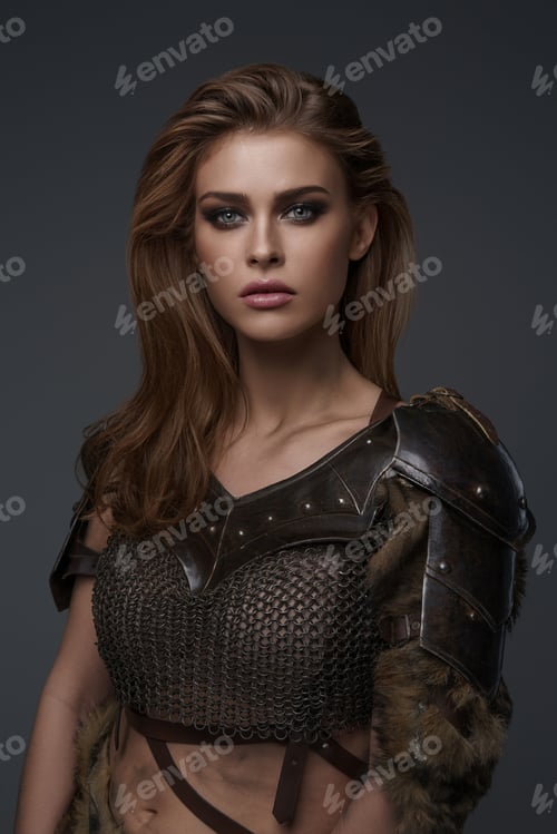 Preview: Stunning Viking model dressed in chainmail armor and fur