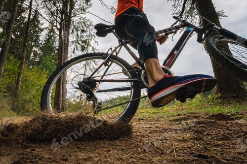 Preview: Athlete mountainbiking in the woods