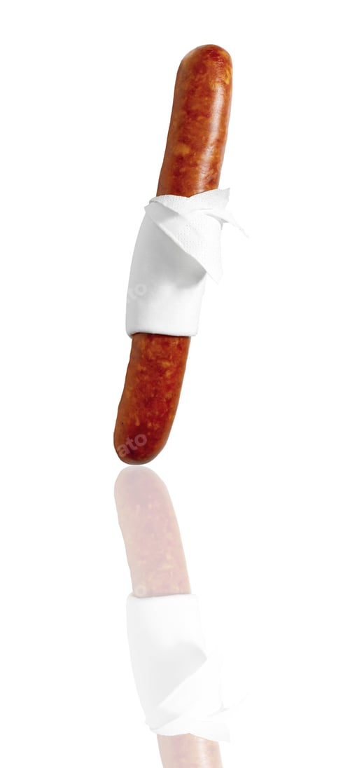 Preview: close up of sausage in napkin