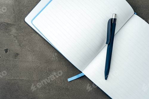 Preview: Men's diary and pen on dark grey background