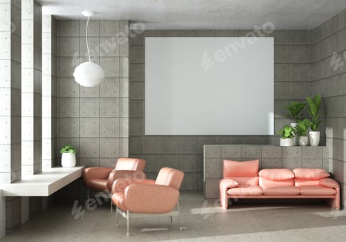Preview: 3D Mockup photo frame in Canteen interior