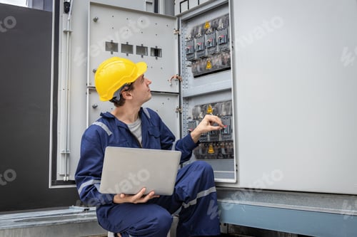 Preview: Electrical Engineer Inspecting Industrial Power Distribution Panel