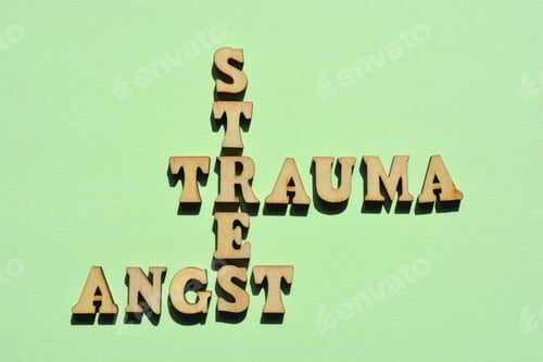 Preview: Stress, Trauma, Angst, words as banner headline