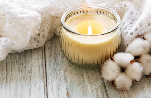 Preview: Autumn composition. Autumn leaves, candle