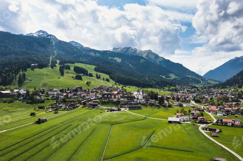 Preview: Alpine village Lermoos in spring, Austria