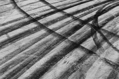 Preview: Black tire marks on road, Black rubber tire marks and tread marks, Tire trace track