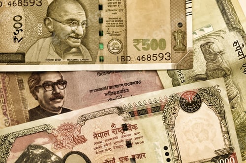 Preview: Overhead shot of Indian cash money - finance concept