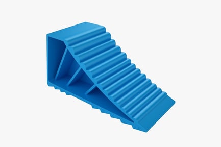 Preview: Blue Trailer Wheel Chock: Plastic, Rubber, Ribbed
