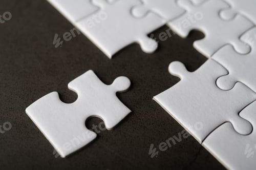 Preview: Jigsaw puzzle with missing piece. Missing puzzle pieces