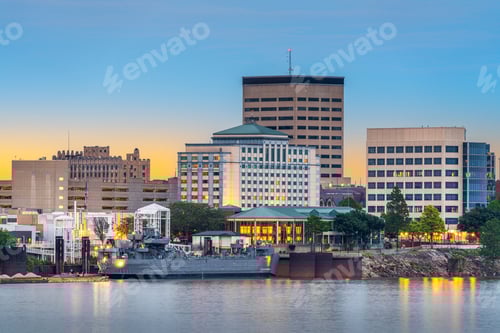 Preview: Evansville, Indiana, USA Downtown Skyline on the Ohio River