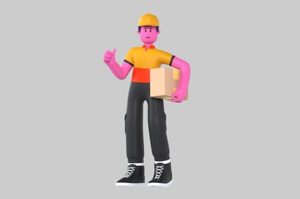 Preview: Cartoon delivery character with box