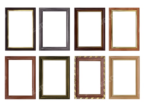 Preview: Set of empty picture frames with free space inside, isolated on white