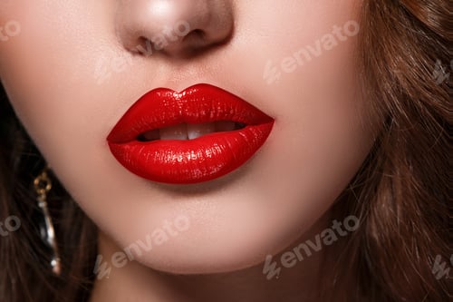 Preview: Close up of beautiful red female lips