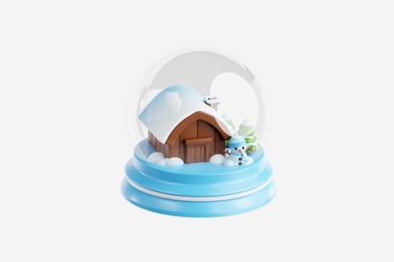 Preview: 3D Snow Globe with Cabin and Snowman