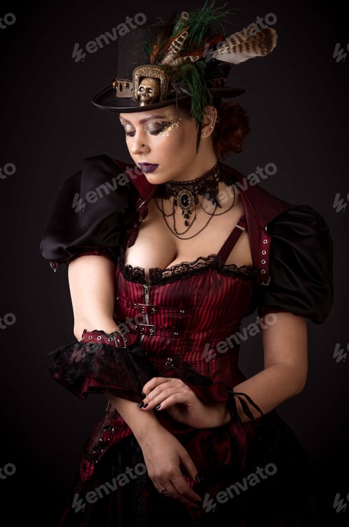 Preview: Steampunk Young Woman Emotional Portrait