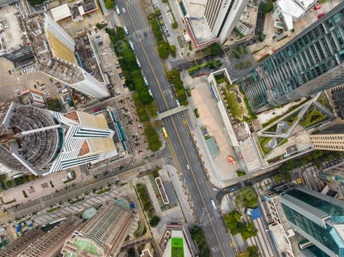 Preview: Shenzhen, China, 05 February 2022: Top view of shenzhen futian district